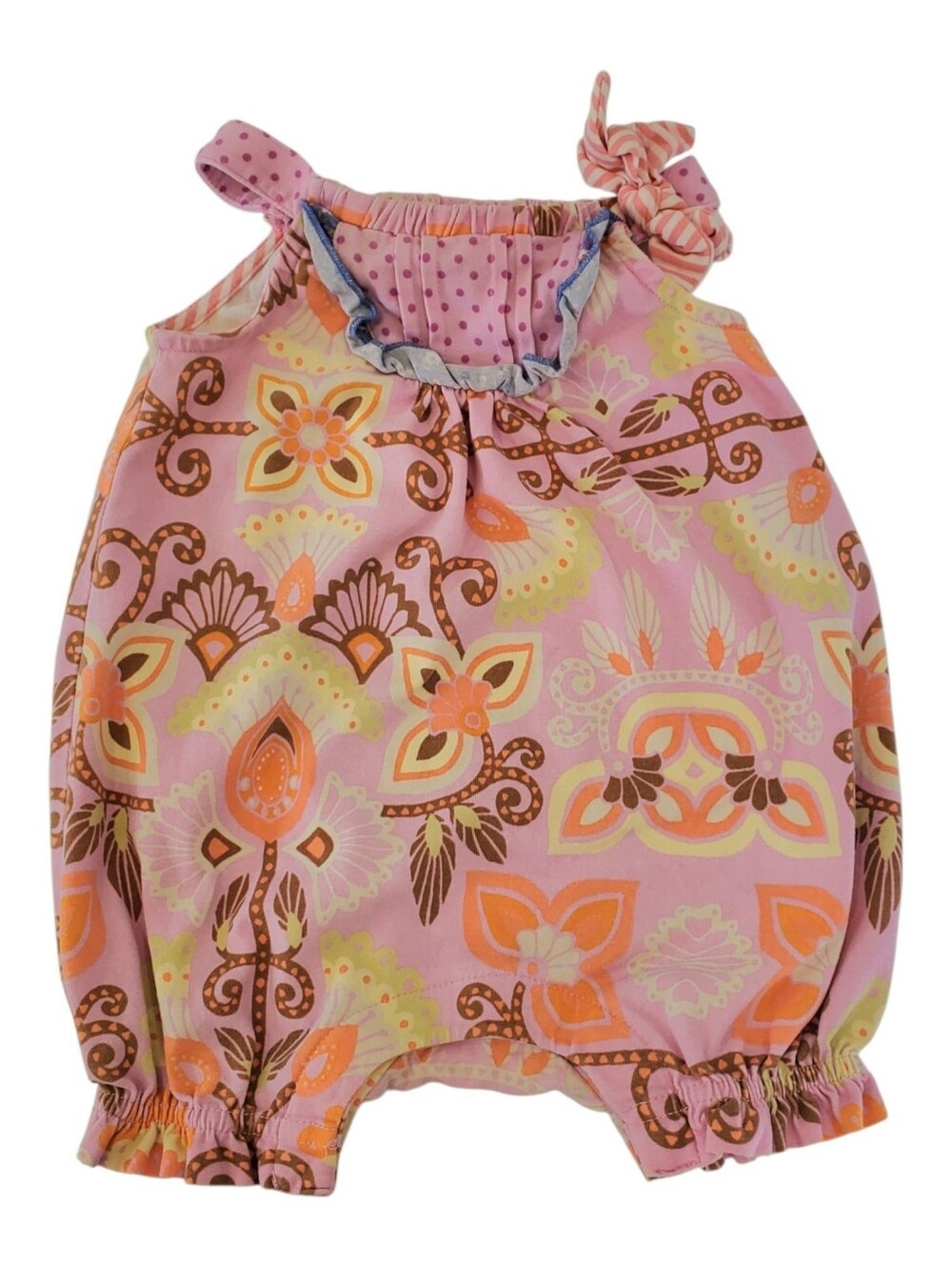 Matilda Jane Pink Plein Air Floral Paisley Bubble Romper Baby Girls 3-6 Months